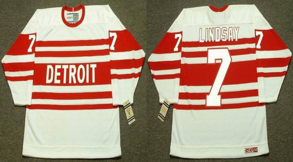 2019 Men Detroit Red Wings 7 Lindsay White CCM NHL jerseys